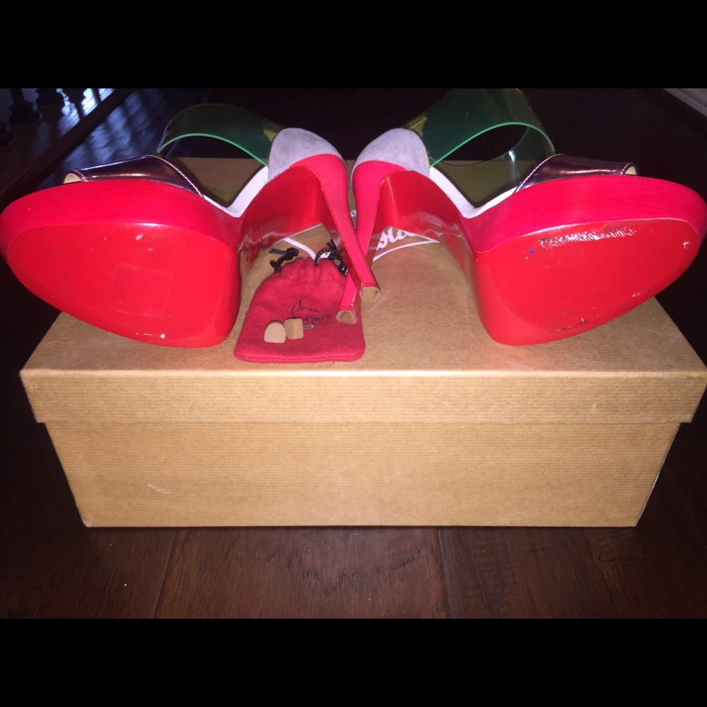 Christian Louboutin Dufoura 140 Suede PVC Heels - Picture 7 of 8